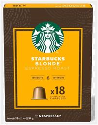 Starbucks Κάψουλες Espresso Blonde Συμβατές με Μηχανή Nespresso 18caps από το e-Fresh