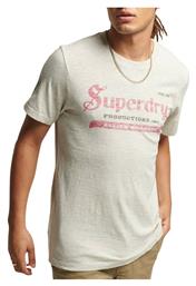 Superdry Ανδρικό T-shirt Γκρι με Λογότυπο