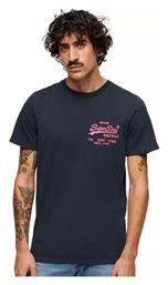 Superdry D2 Ovin Neon Vl Ανδρικό T-shirt Κοντομάνικο Navy Μπλε