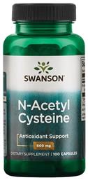 Swanson N-Acetyl Cysteine 600mg 100 Κάψουλες Unflavoured