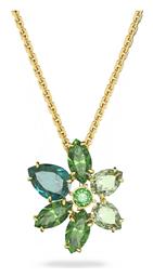 Swarovski Γυναικείο Κολιέ με σχέδιο Λουλούδι Green Επιχρυσωμένο