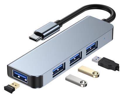 Tech-Protect V1-HUB USB 3.0 Hub 4 Θυρών με σύνδεση USB-C & Θύρα Φόρτισης Γκρι