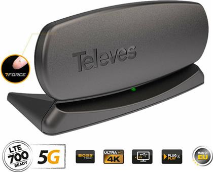 Televes 130220 Innova T-Force 5G LTE HD Boss Εσωτερική Κεραία Τηλεόρασης (απαιτεί τροφοδοσία) σε Μαύρο Χρώμα Σύνδεση με Ομοαξονικό (Coaxial) Καλώδιο