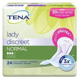 Tena Lady Discreet Normal Γυναικείες Σερβιέτες Ακράτειας Κανονικής Ροής 3 Σταγόνες 24τμχ