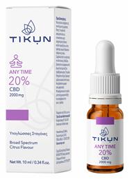 Tikun Any Time Έλαιο Κάνναβης σε Σταγόνες 2000mg με 20% CBD με Γεύση Citrus 10ml