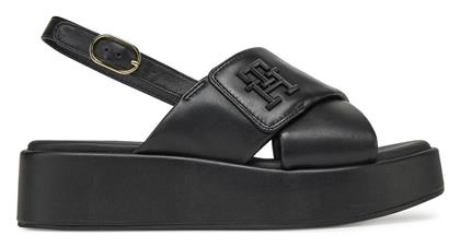 Tommy Hilfiger Δερμάτινα Σανδάλια Μαύρα
