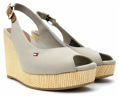 Tommy Hilfiger Iconic Elena Sling Back Καλοκαιρινές Γυναικείες Πλατφόρμες Μπεζ