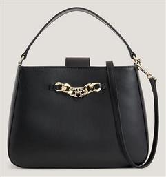 Tommy Hilfiger Th Luxe Monogram Chain Satchel Γυναικεία Τσάντα Μαύρη από το X-ray shoes