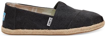 Toms Classic Alpargatas Washed Rope Υφασμάτινες Γυναικείες Εσπαντρίγιες σε Μαύρο Χρώμα