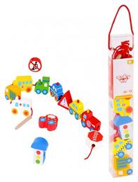 Tooky Toys Συρόμενα Αυτοκινητάκια από Ξύλο για 24+ Μηνών