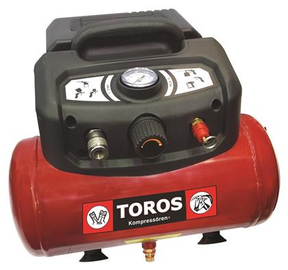 Toros OilFree Κομπρεσέρ Αέρος με Ισχυ 1.5hp και Αεροφυλάκιο 6lt από το Plus4u