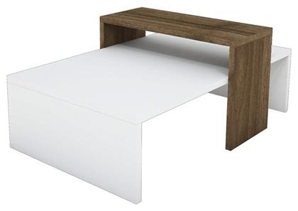 Τραπεζάκι Σαλονιού Glow 80x50x32cm Καρυδί - Λευκό