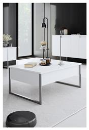 Τραπεζάκι Σαλονιού Luxe 90x60x40cm White, Silver