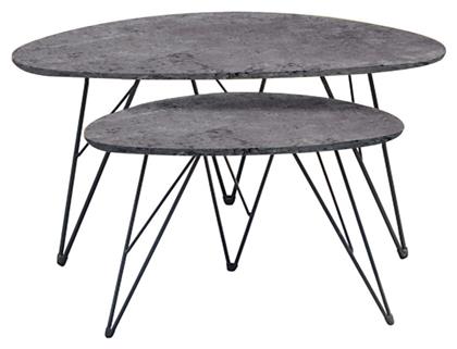 Τραπεζάκι Σαλονιού Νάνσι 2τμχ 90x60x45.5cm Γκρι