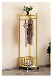 Τροχήλατη Κρεμάστρα Δαπέδου από Μέταλλο Χρυσή 40x40x170cm