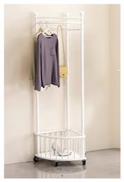 Τροχήλατη Κρεμάστρα Δαπέδου από Μέταλλο Λευκή 40x40x170cm