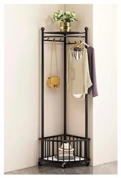 Τροχήλατη Κρεμάστρα Δαπέδου από Μέταλλο Μαύρη 40x40x170cm