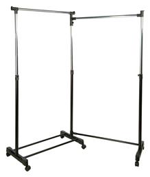 Τροχήλατη Κρεμάστρα Δαπέδου από Μέταλλο Πτυσσόμενη Μαύρη 162x168cm