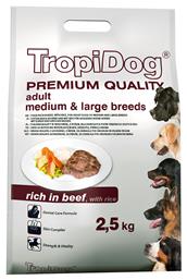 TropiDog Premium Adult Medium & Large Ξηρά Τροφή για Ενήλικους Σκύλους Μεσαίων & Μεγαλόσωμων Φυλών με Βοδινό / Ρύζι 2.5kg