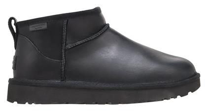 Ugg Australia Classic Ultra Mini Leather Regen Μποτάκια Μαύρα 1163490-BLK