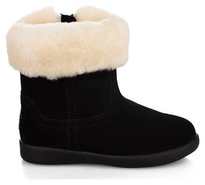 Ugg Australia Δερμάτινα Παιδικά Μποτάκια με Φερμουάρ Μαύρα