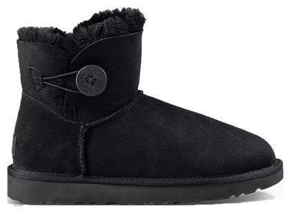 Ugg Australia Mini Bailey Button II Suede Γυναικεία Μποτάκια με Γούνα Μαύρα