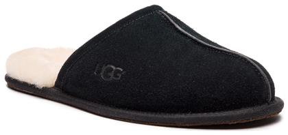 Ugg Australia Scuff Δερμάτινες Χειμερινές Ανδρικές Παντόφλες Μαύρες