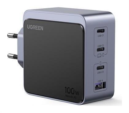 Ugreen Φορτιστής Χωρίς Καλώδιο GaN με Θύρα USB-A και 3 Θύρες USB-C 100W Power Delivery / Quick Charge 2.0 / Quick Charge 3.0 / Quick Charge 4.0 Γκρι (Nexode S) από το e-shop