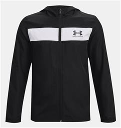 Under Armour Παιδικό Αθλητικό Μπουφάν Κοντό Αντιανεμικό με Κουκούλα Μαύρο από το Z-mall