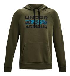 Under Armour Rival Signature Box Ανδρικό Φούτερ με Κουκούλα και Τσέπες Fleece Χακί 1366363-390