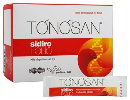 UNI-PHARMA Tonosan Sidiro Folic Πολυβιταμίνη 20 x 1 φακελίσκοι