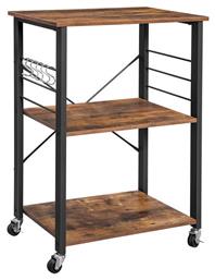 Vasagle Τρόλεϊ Κουζίνας Μεταλλικό Μαύρο 3 Θέσεων 60x40x89cm