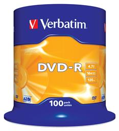 Verbatim Εγγράψιμα DVD-R 16x 4.7GB Cake Box 100τμχ