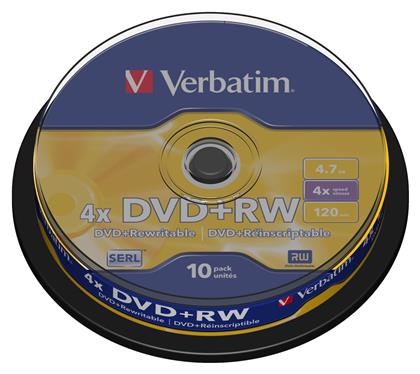 Verbatim Επανεγγράψιμα DVD+RW 4x 4.7GB Cake Box 10τμχ