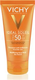 Vichy Ideal Soleil Mattifying Fluid Dry Touch Αδιάβροχη Αντηλιακή Κρέμα Προσώπου SPF50 50ml από το Pharm24