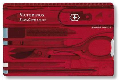 Victorinox Classic Swisscard Κάρτα Πολυεργαλείο με Θήκη Κόκκινη