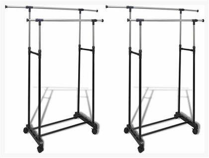 vidaXL Τροχήλατη Κρεμάστρα Δαπέδου από Μέταλλο Πτυσσόμενη 150x42x170cm