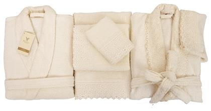 Viopros Νο 9 Σετ Νυφικές Πετσέτες 2τμχ με Δαντέλα Εκρού