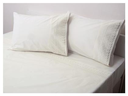 Viopros Σετ Νυφικά Σεντόνια Υπέρδιπλα 4τμχ με Δαντέλα 240x265cm