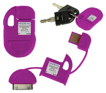 Volte-Tel Keychain USB to 30-Pin Cable Μωβ 0.1m (8099182) από το Public