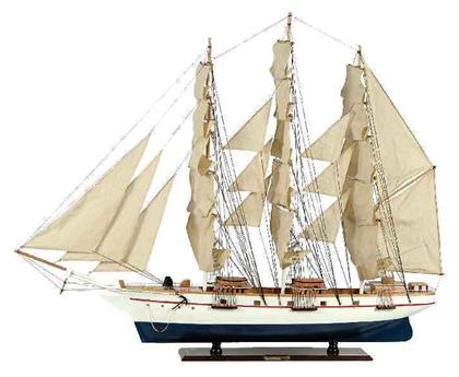 Ξύλινο Παραδοσιακό Καράβι 150 X 23 X 124 H Cm Λευκό-μπλέ