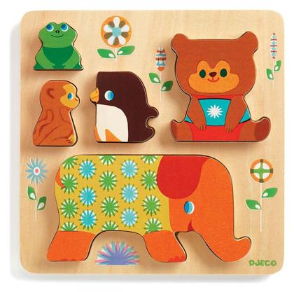 Ξύλινο Παιδικό Puzzle Σφηνώματα Frame Pyramid Animals 5pcs για 3+ Ετών Djeco από το EasyU