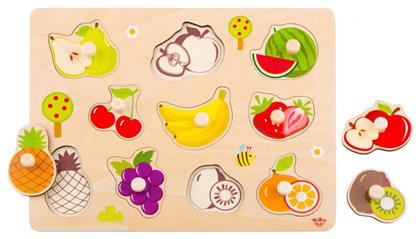 Ξύλινο Παιδικό Puzzle Σφηνώματα Fruits 10pcs για 1+ Ετών Tooky Toys