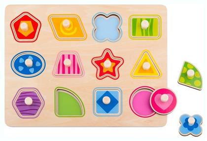 Ξύλινο Παιδικό Puzzle Σφηνώματα Shapes 12pcs Tooky Toys