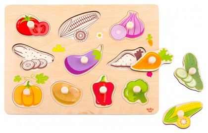 Ξύλινο Παιδικό Puzzle Σφηνώματα Vegetables 10pcs Tooky Toys