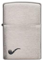 Zippo Αναπτήρας Λαδιού Αντιανεμικός Brushed Chrome Pipe Logo από το Plus4u